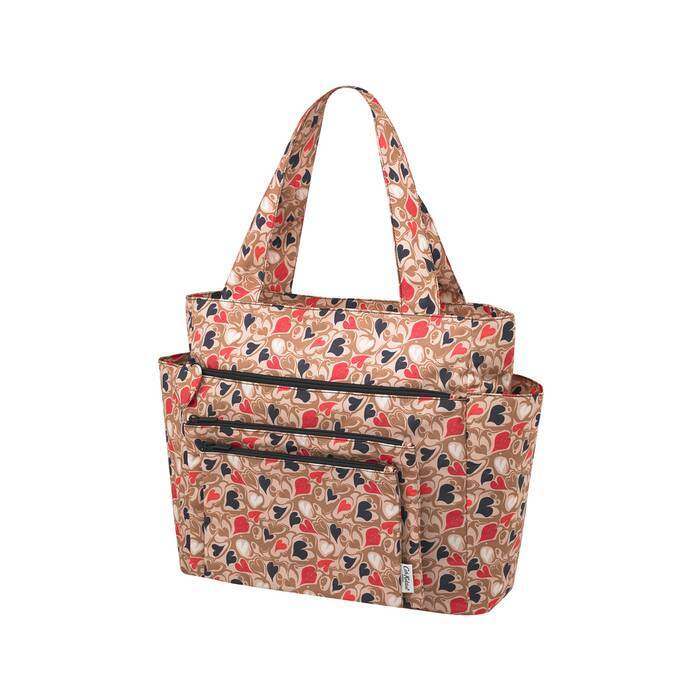 Recycled Rose Large WFH Tote Marble Hearts Brown 1