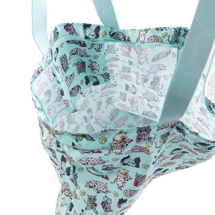 Female Large Foldaway Tote Cats Pyjamas Blue 1