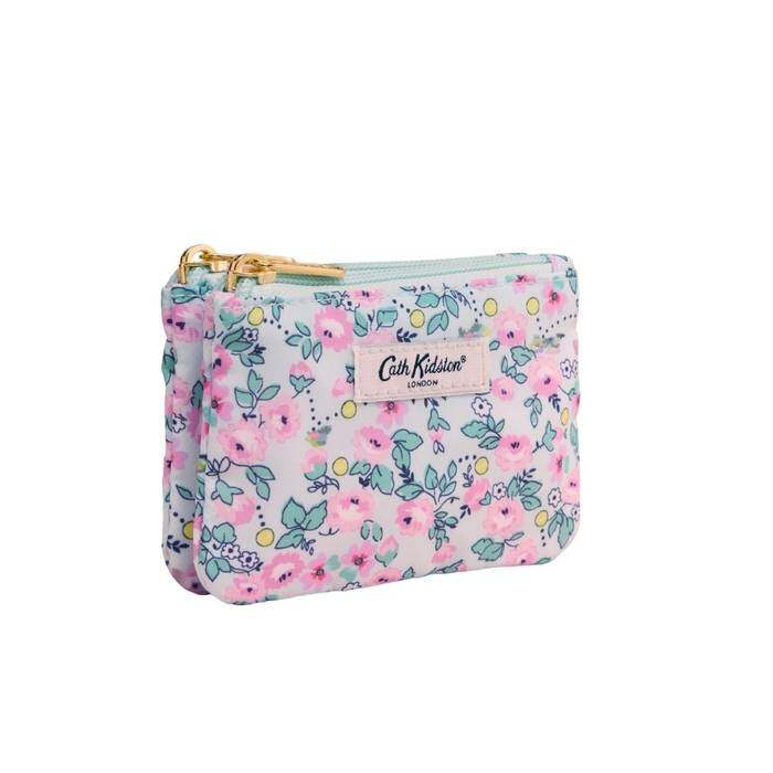 Female Double Zip Purse Tennis Ditsy Green