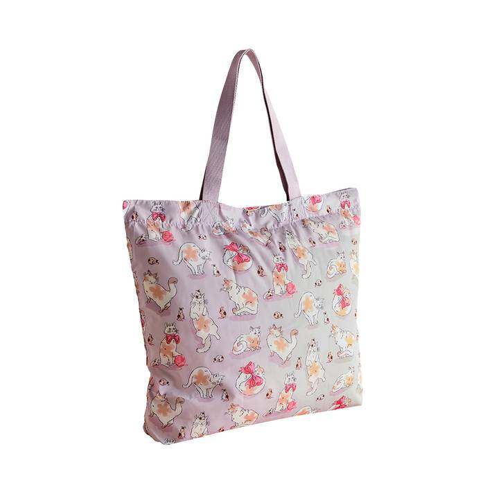 Female Large Foldaway Tote Cats & Mouse Pink