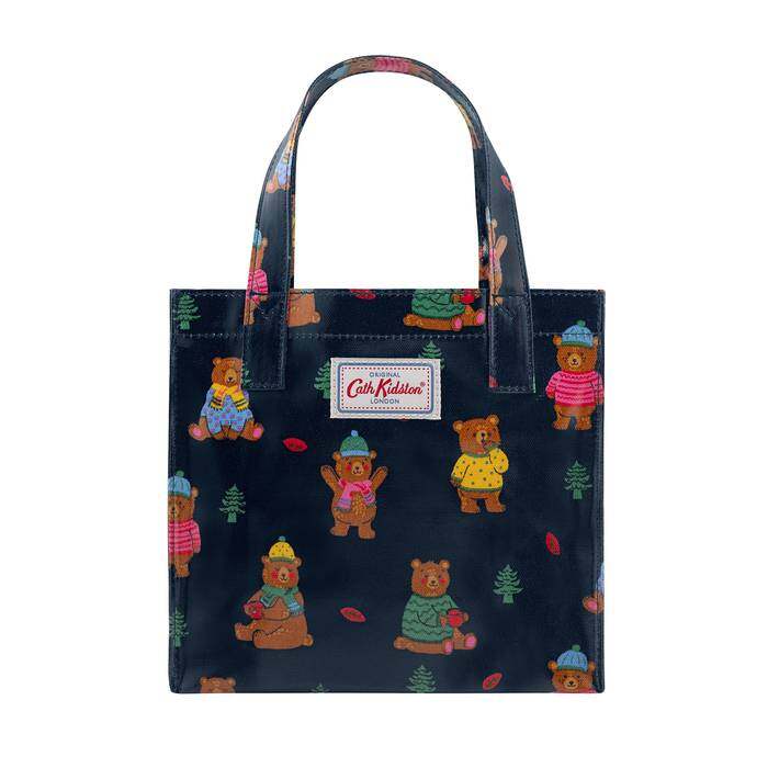 Small Bookbag  Woodland Bear Navy