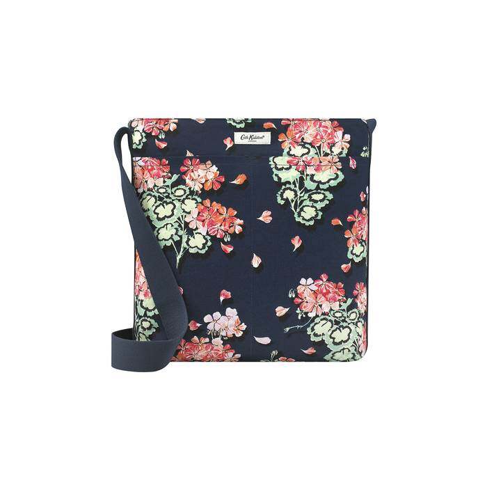 Zipped Messenger Bag Geraniums Navy