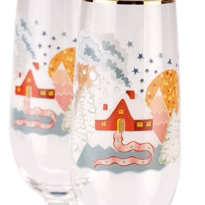 Set 2 Champagne Glass Christmas Journey Multi-color 1