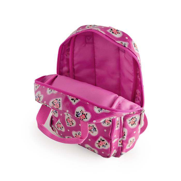 Kids Girl Medium Backpack Lace Hearts Pink 1