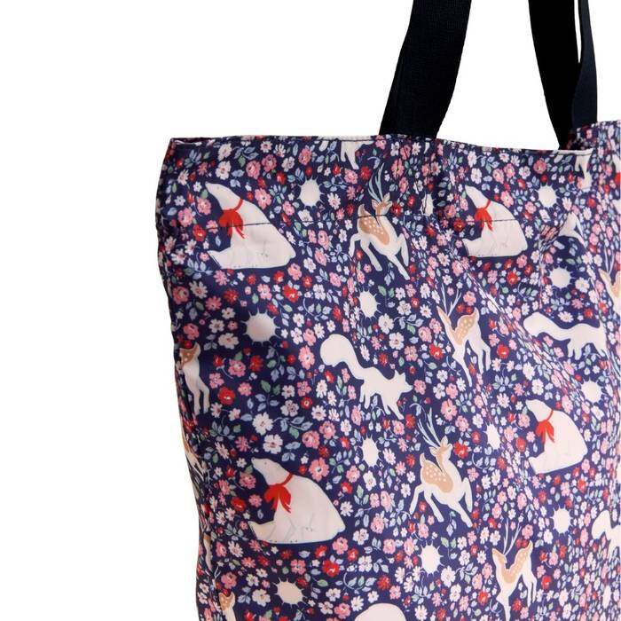 Female Large Foldaway Tote Polar Ditsy Navy 1