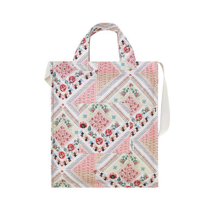 Organic Cotton Tall Tote Patchwork Cream/Pink