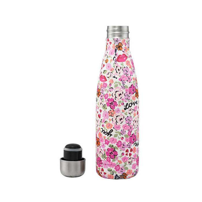 Stainless Steel Water Bottle I Love You Ditsy Pink 1