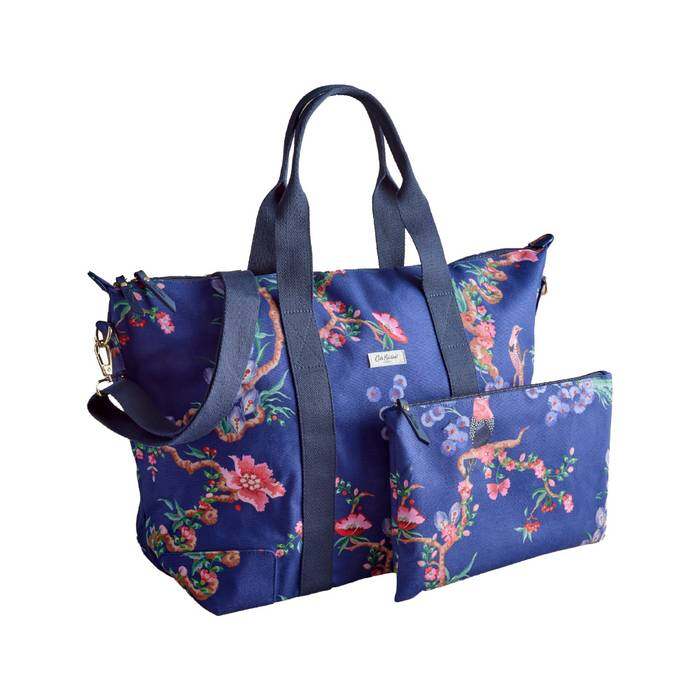 Female Overnight Bag Birds Navy