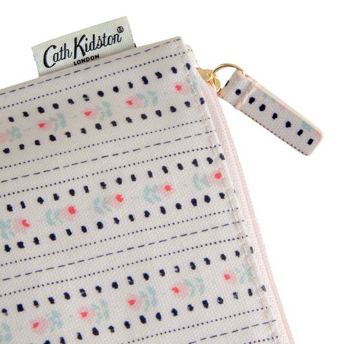 Female Zip Purse Rose Ticking stripe Ecru 1