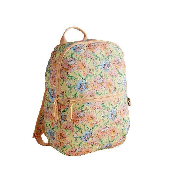 Female Foldaway Backpack Bunnies Floral Yellow