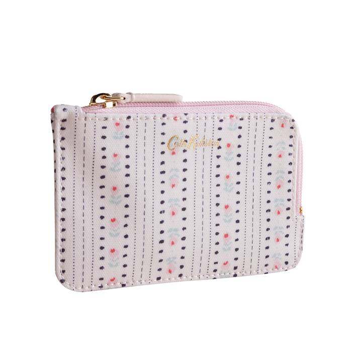 Female Card & Coin Purse Rose Ticking stripe Ecru