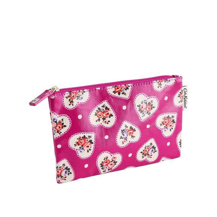 Female Zip Purse Lace Hearts Pink