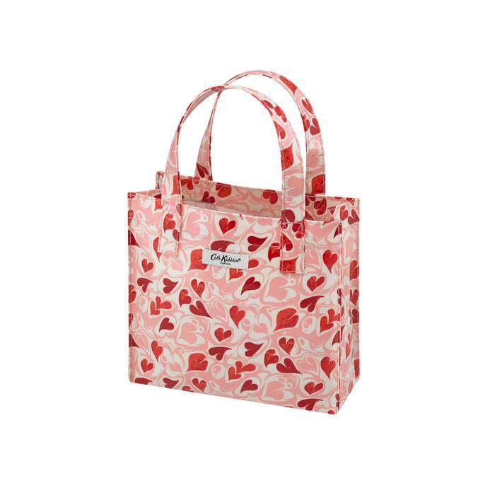 Small Bookbag Marble Hearts Pink 1