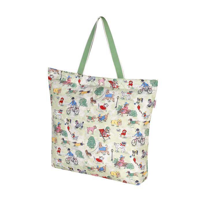 Large Foldaway Tote Park Dogs Green 1