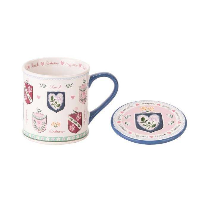 Set Mug & Coaster Butterfly & Sentiment Gifting Multi-color