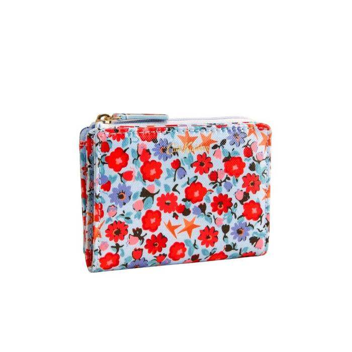 Female Slim Pocket Purse Folding Star Ditsy Blue