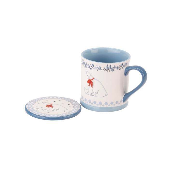 Set Mollie Mug & Coaster Polar Bear Blue 1