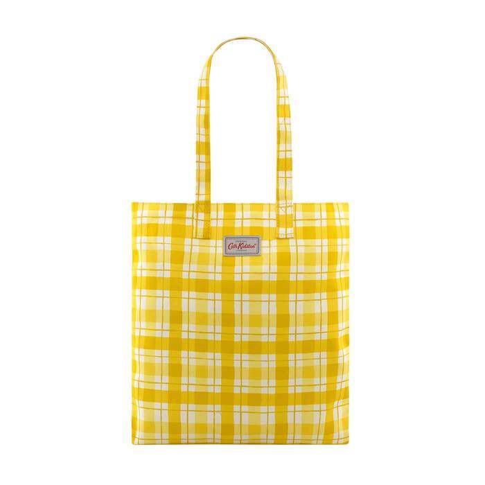 Cotton Bookbag Painted Check Yellow