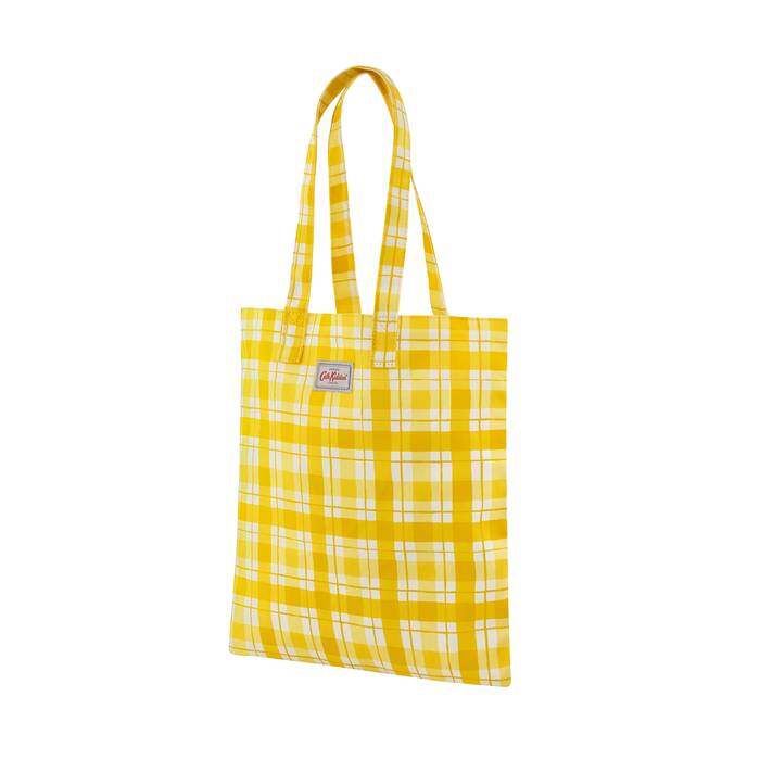 Cotton Bookbag Painted Check Yellow 1