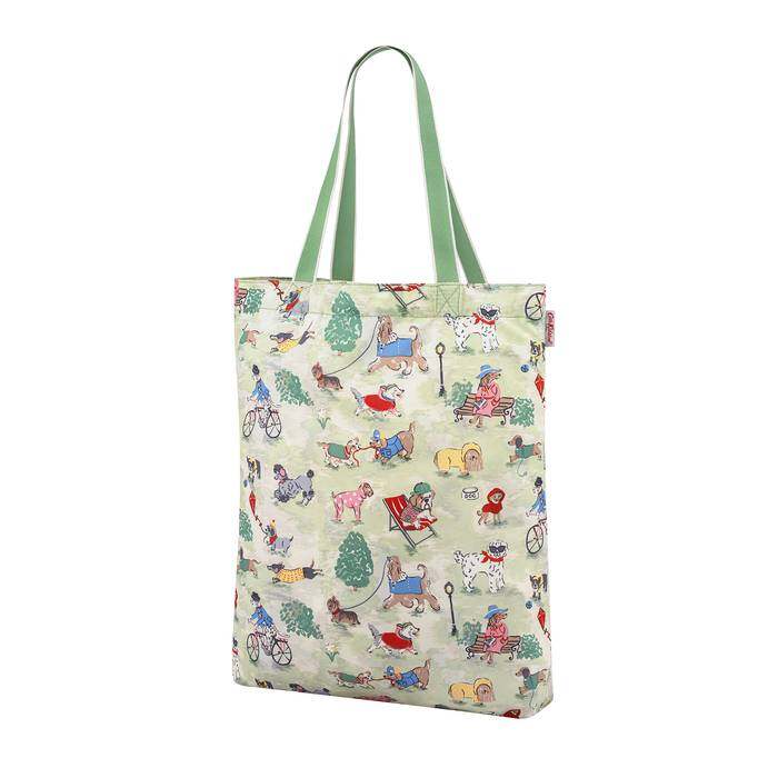 Small Foldaway Tote Park Dogs Green 1