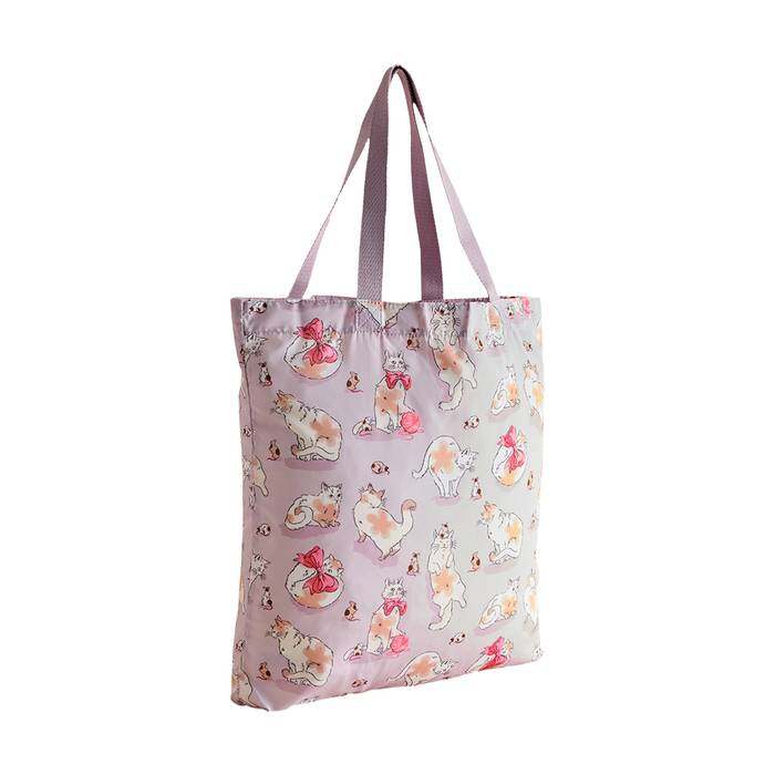 Female Foldaway Tote Cats & Mouse Pink