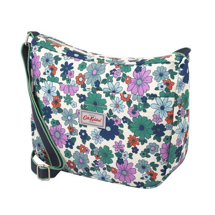 Medium Zip Messenger Petals Warm Cream 1