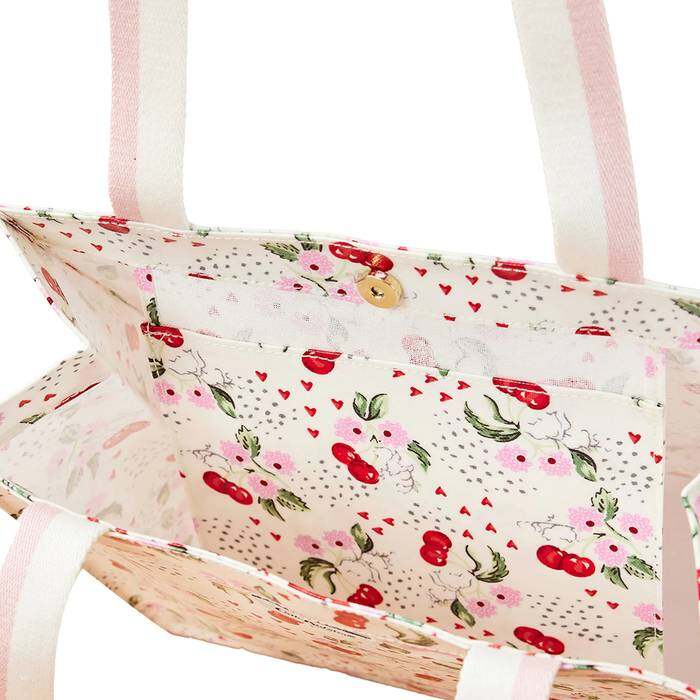 Female Medium Bookbag Cherry Bunches Ecru 1