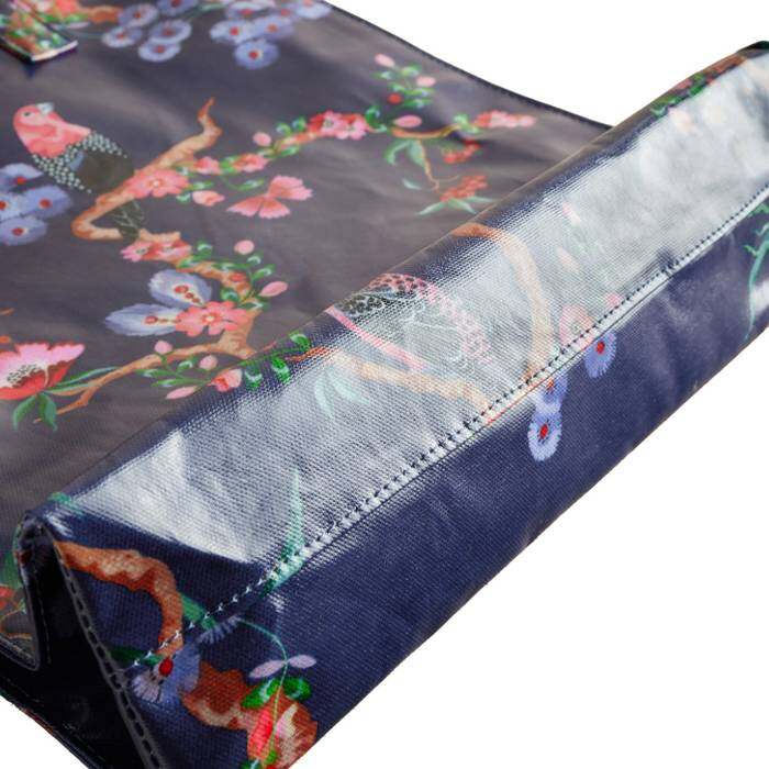 Female Large Bookbag Birds Navy 1