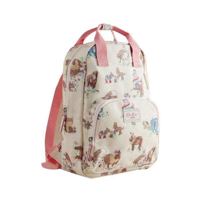 Kids Girl Medium Backpack Seaside Donkeys Ecru