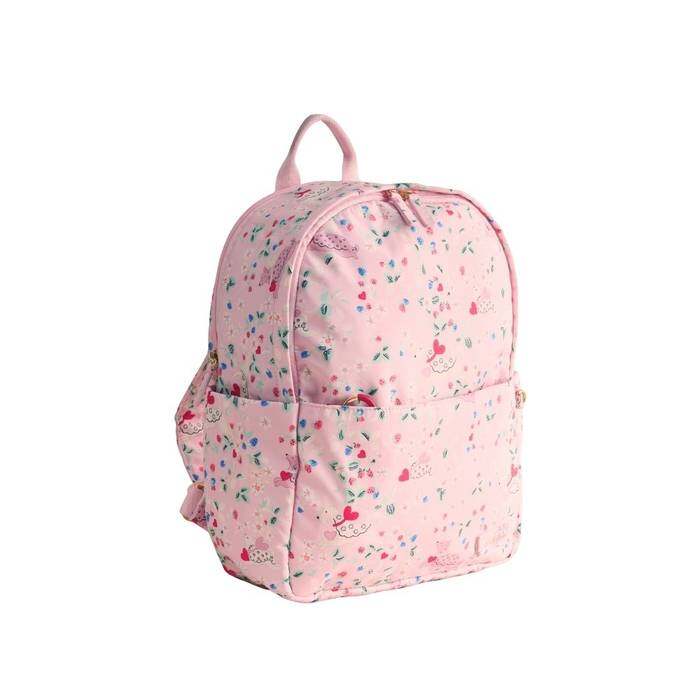 Female Compact Backpack Puppy Floral Pink