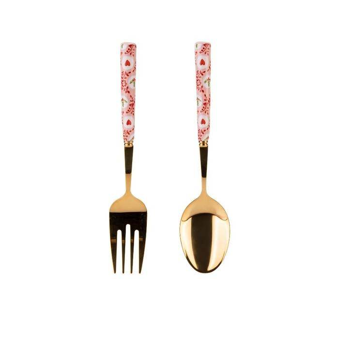 Set Fork & Spoon Serving Utensils Holly Spots Multi-color