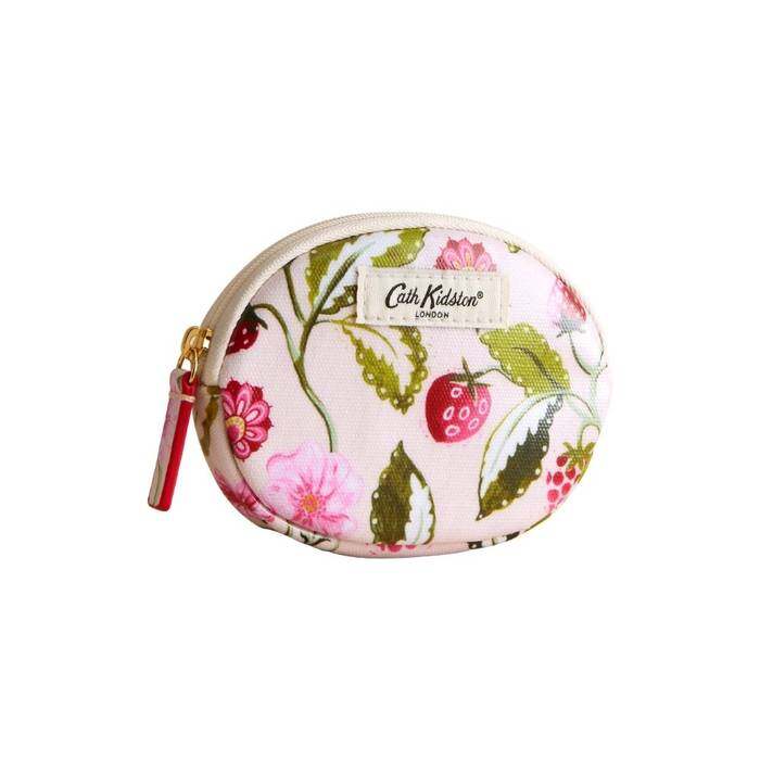 Female Oval Coin Purse Strawberry Garden Ecru