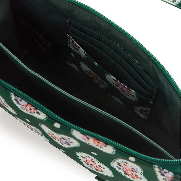 Female Double Pouch Crossbody Lace Hearts Green 1