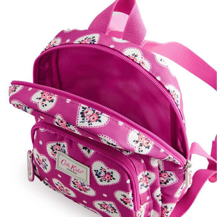 Kids Girl Mini Backpack Lace Hearts Pink 1