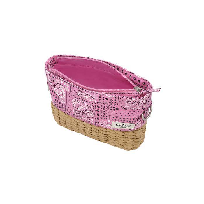 Basket Cross Body Bag Bandana Pink 1