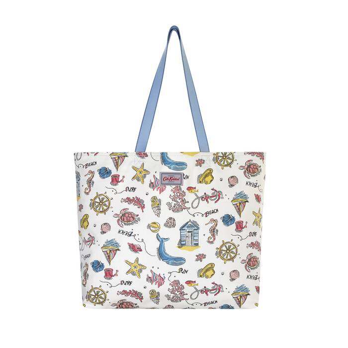 Large Reversible Everyday Tote Summer Time Warm Cream