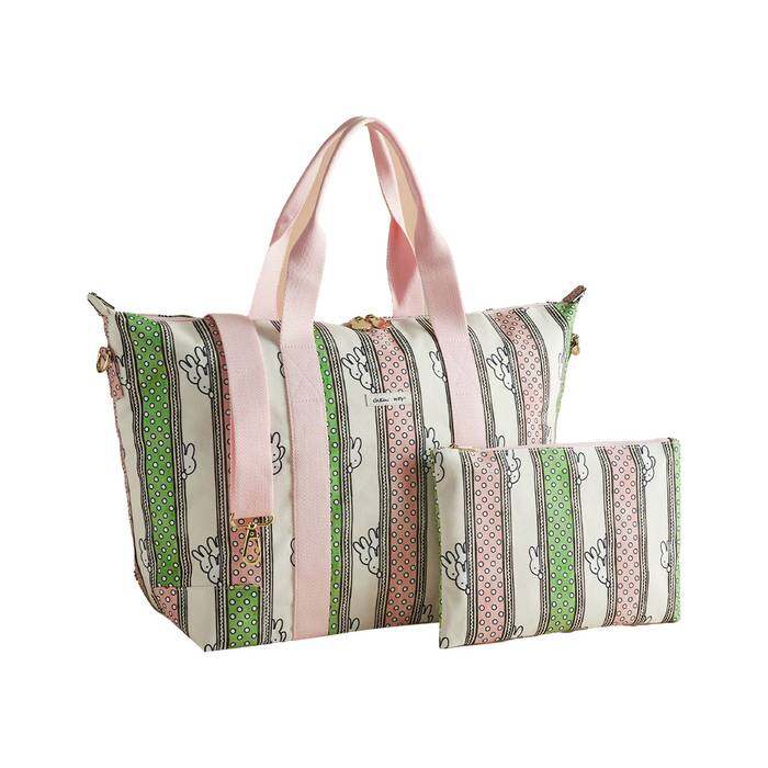 Female Overnight Bag Miffy Drawn Stripe Green