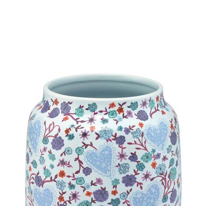 New Vase (Medium) Floral Heart Frill Small Blue 1