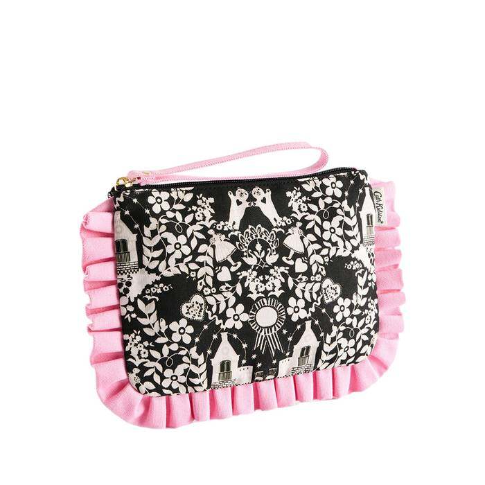 Female Wristlet Pouch Paper Dolly Monochrome