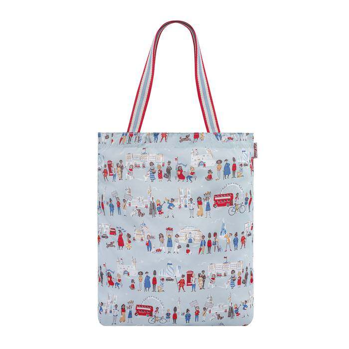 Foldaway Tote London People Powder Blue