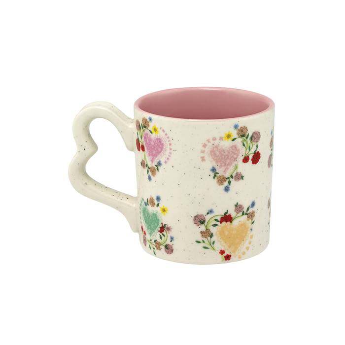 Love Mug Frill Heart Flowers White