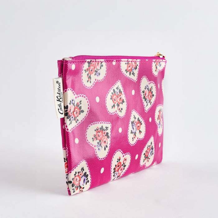 Female Zip Purse Lace Hearts Pink 1