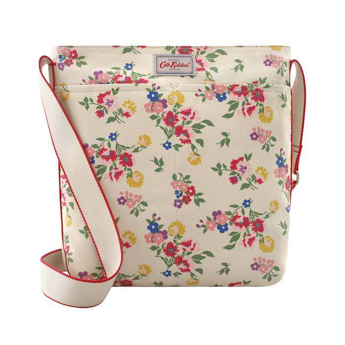 Zipped Messenger Bag Summer Floral Warm Cream