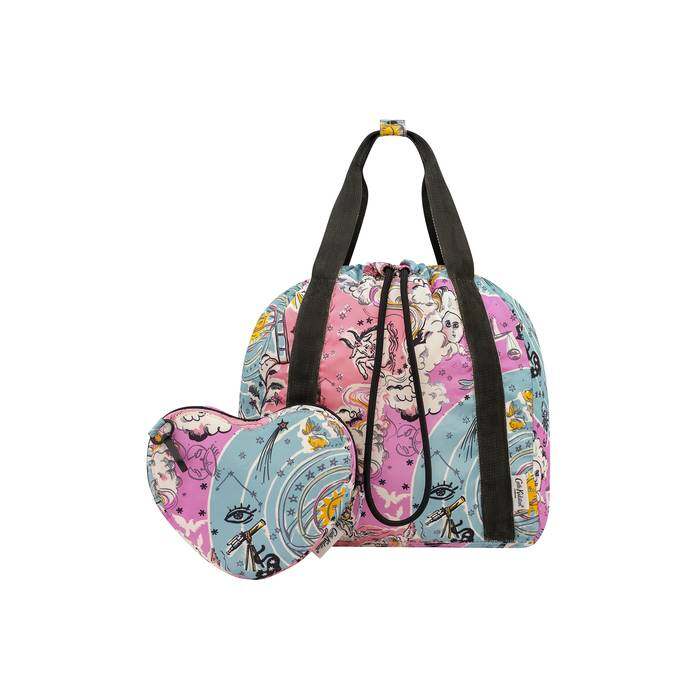 Foldaway Drawstring Backpack Celestial Pink/Mint