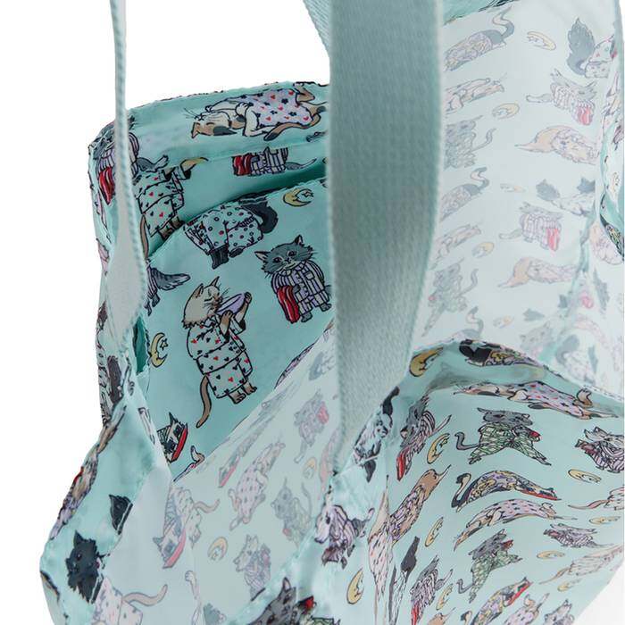 Female Foldaway Tote Cats Pyjamas Blue 1