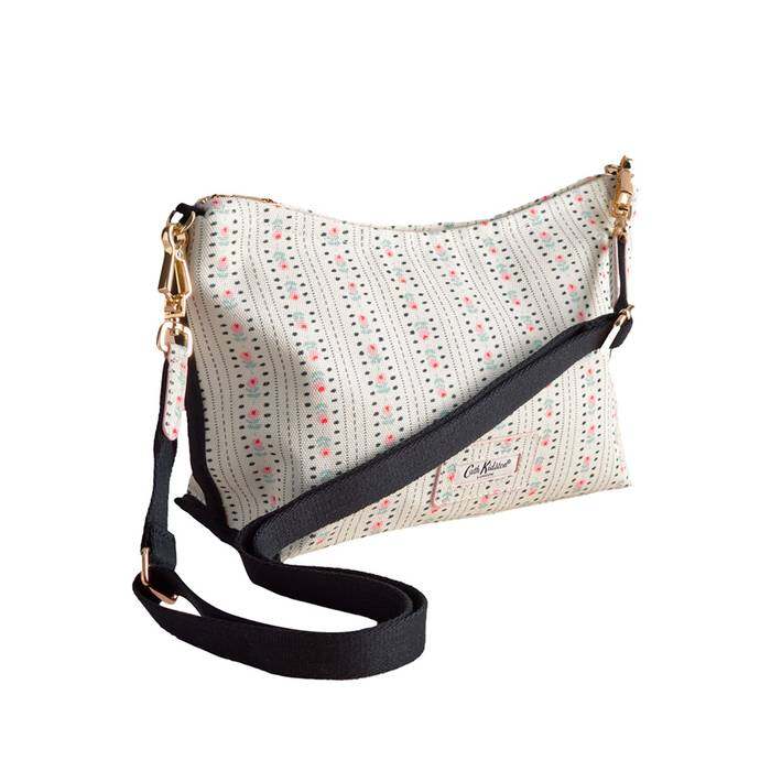 Female Trapezium Crossbody Rose Ticking stripe Ecru