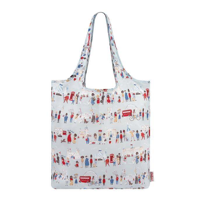 Foldaway Shopper London People Powder Blue