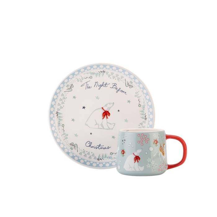Set Mini Billie Mug & Plate Christmas Eve Blue