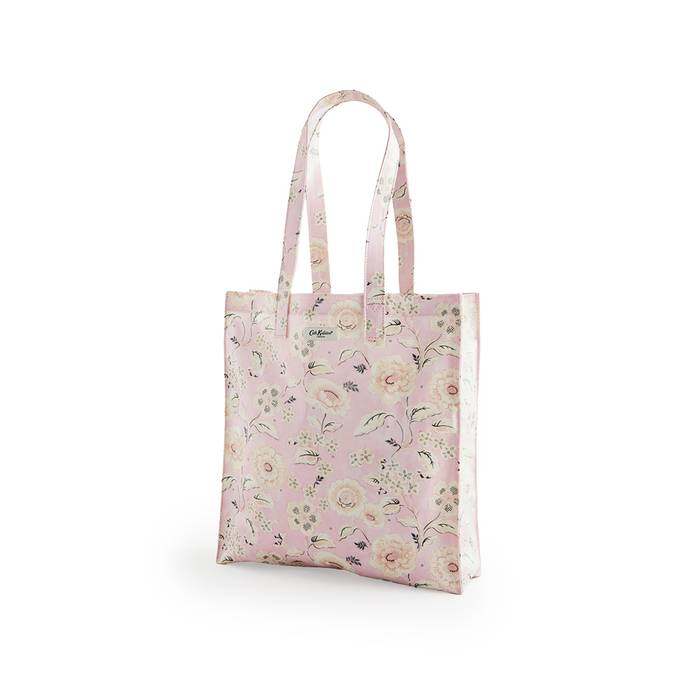 Female Large Bookbag Decorated Floral Pink