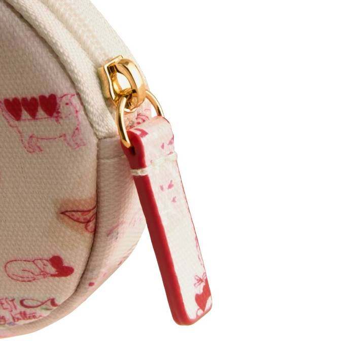 Female Oval Coin Purse Love Notes Cream 1